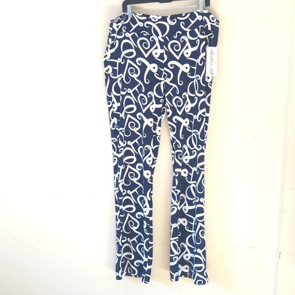 Lulu B Navy White Printed Palazzo Pants 1X